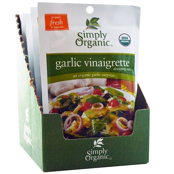 Simply Organic, Garlic Vinaigrette Salad Dressing Mix, 12 Packets, 1.0 oz (28.4 g) Each  (Discontinued Item) 