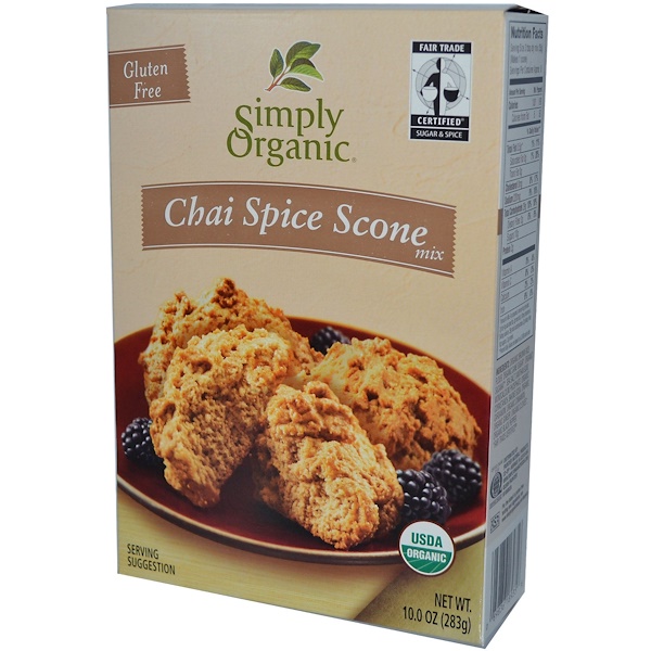 Simply Organic, Chai Spice Scone Mix, Gluten Free, 10 oz (283 g) (Discontinued Item) 