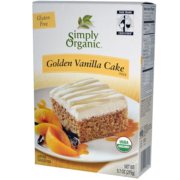 Simply Organic, Golden Vanilla Cake Mix, Gluten Free, 9.7 oz (275 g) (Discontinued Item) 