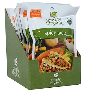 Отзывы о Симпли Органик, Spicy Taco Seasoning, 12 Packets, 1.13 oz (32 g) Each