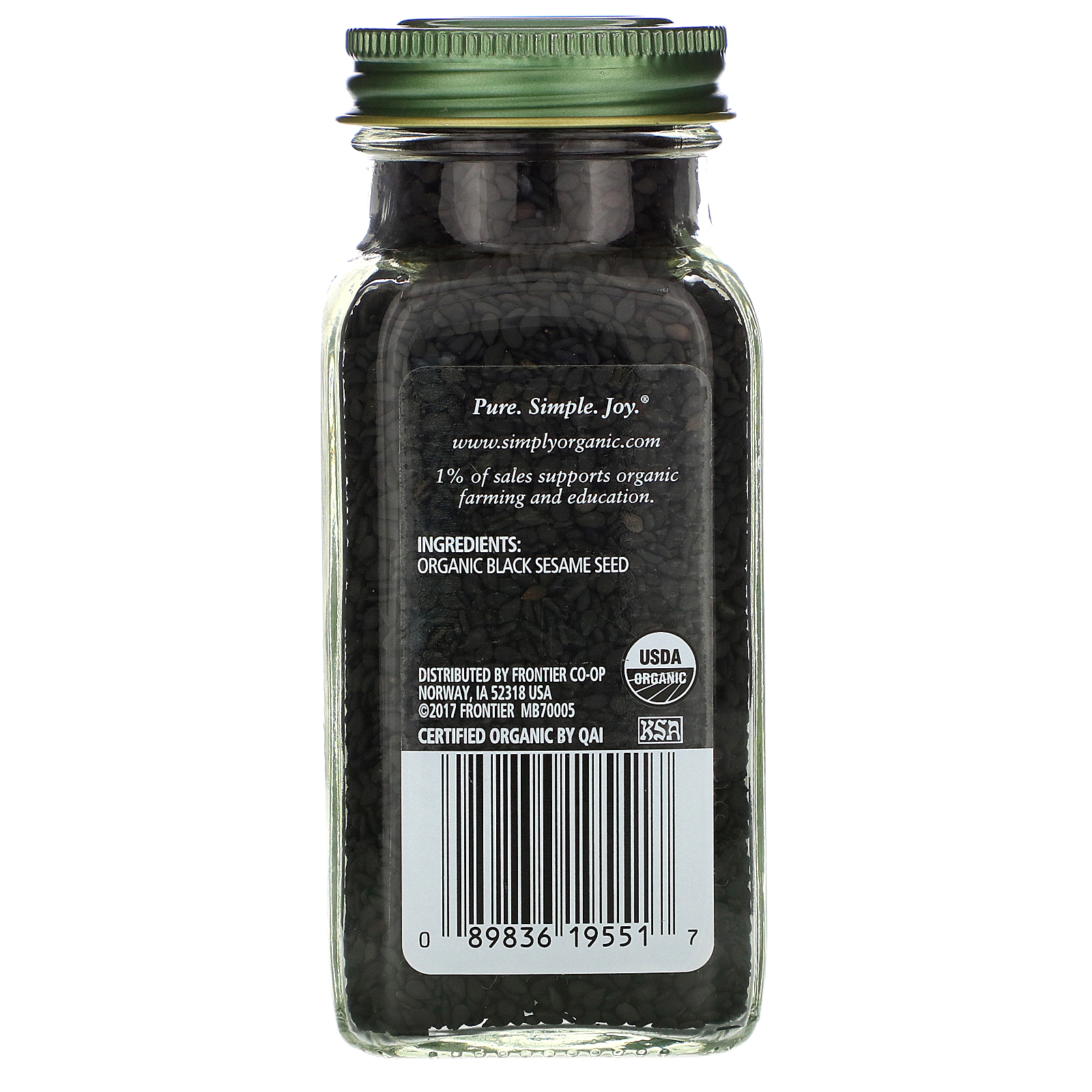 Simply Organic, Organic, Black Sesame Seed, 3.28 Oz (93 G) - IHerb