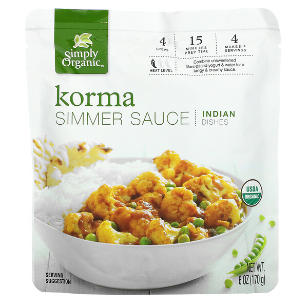 Simply Organic‏, Korma Simmer Sauce, Indian Dishes, 6 oz (170 g)