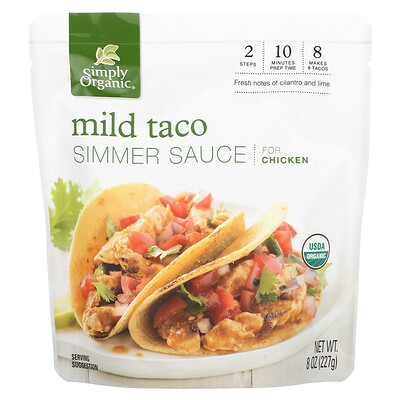 

Simply Organic Simmer Sauce Mild Taco For Chicken 8 oz (227 g)