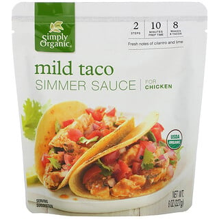 Simply Organic, Organic Simmer Sauce, Mild Taco, For Chicken, 8 oz (227 g)