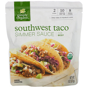 Отзывы о Симпли Органик, Organic Simmer Sauce, Southwest Taco, For Beef, 8 oz (227 g)