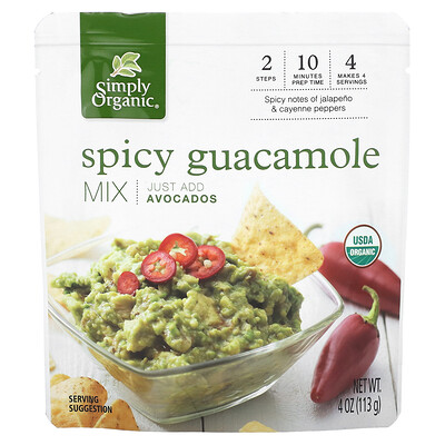 

Simply Organic, Organic Spicy Guacamole Mix, 4 oz (113 g)