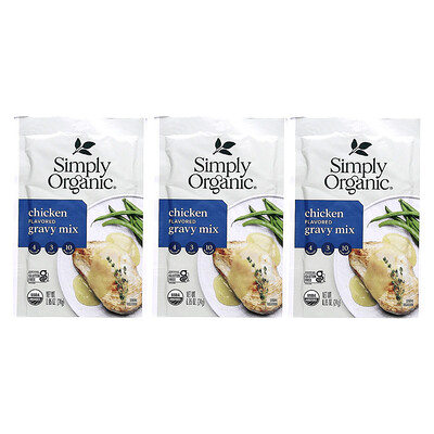 Simply Organic  Chicken Gravy Mix  3 Packets  0.85 oz (24 g) Each