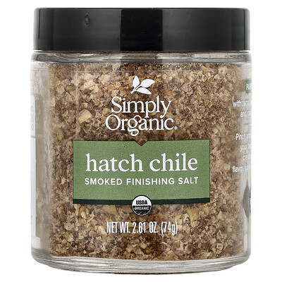 Simply Organic, Smoked Finishing Salt, Hatch Chile, 2.61 oz (74 g)
