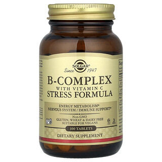 Solgar, B-Complex avec formule antistress à la vitamine C, 100 comprimés