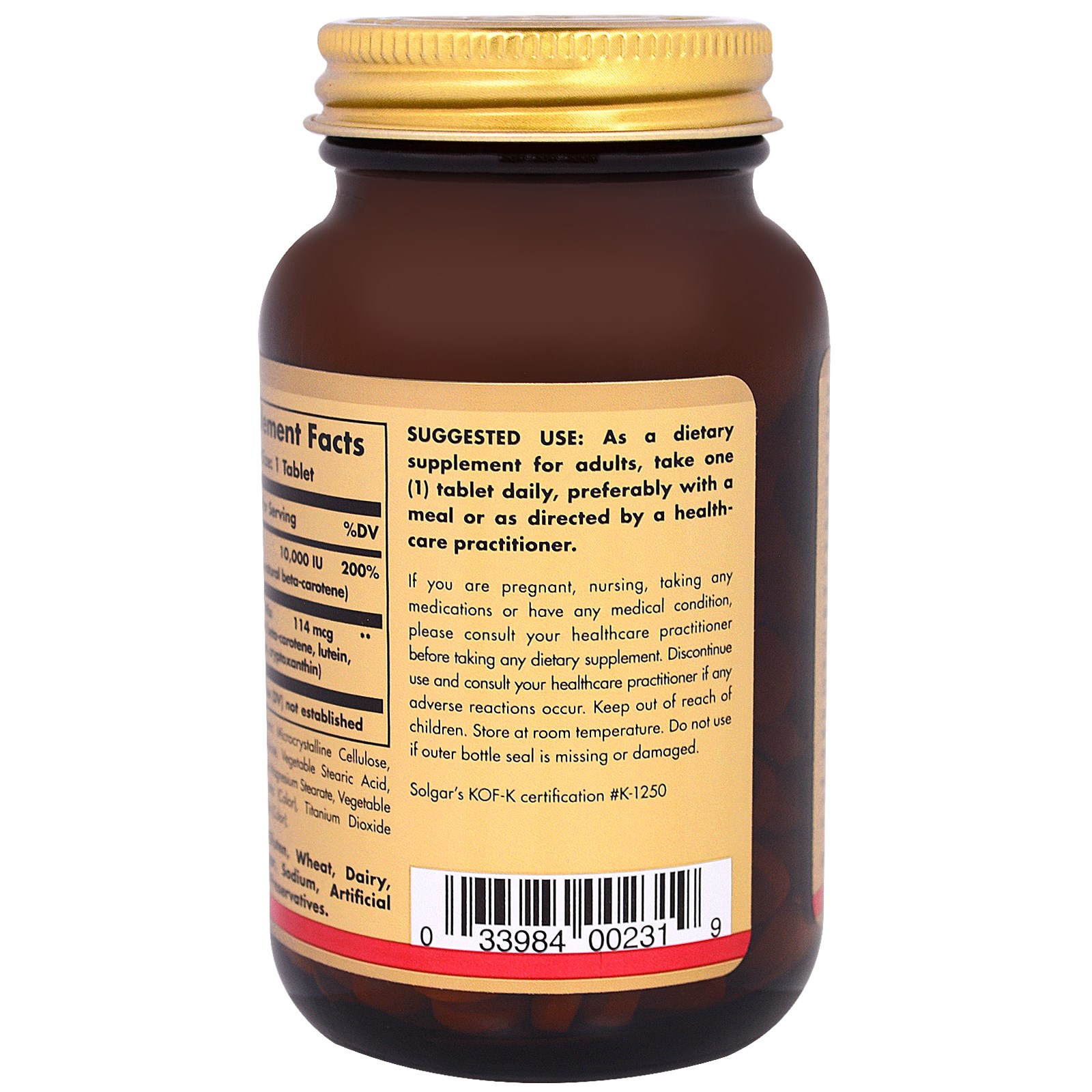 Solgar, Dry BetaCarotene, 10,000 IU, 250 Tablets