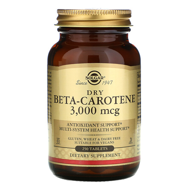 Сухой бета-каротин, 3000 мкг, 250 таблеток