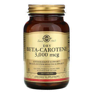 Отзывы о Солгар, Dry Beta-Carotene, 3,000 mcg, 250 Tablets