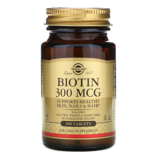 Solgar, Biotina, 300 mcg, 100 comprimidos