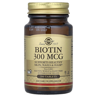 Solgar, Biotin, 300 mcg, 100 Tablets