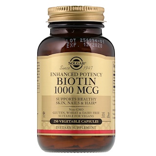 Solgar, Биотин (Biotin), 1000 мкг, 250 растительных капсул