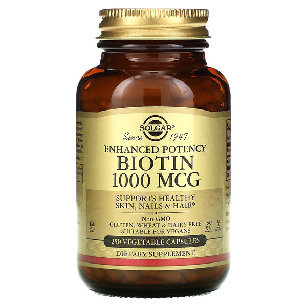 Биотин, 1000 мкг, 250 растительных капсул