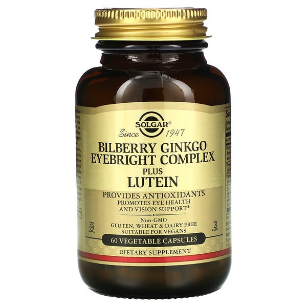 Bilberry Ginkgo Eyebright Complex Plus Lutein, 60 Vegetable Capsules