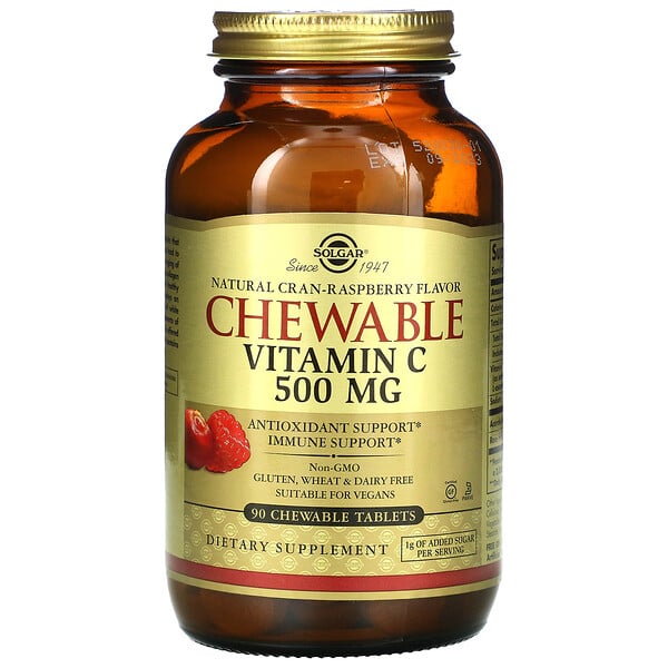 Chewable Vitamin C, Natural Cran-Raspberry, 500 mg, 90 Chewable Tablets