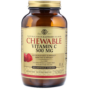 Отзывы о Солгар, Chewable Vitamin C, Natural Cran-Raspberry Flavor, 500 mg, 90 Chewable Tablets