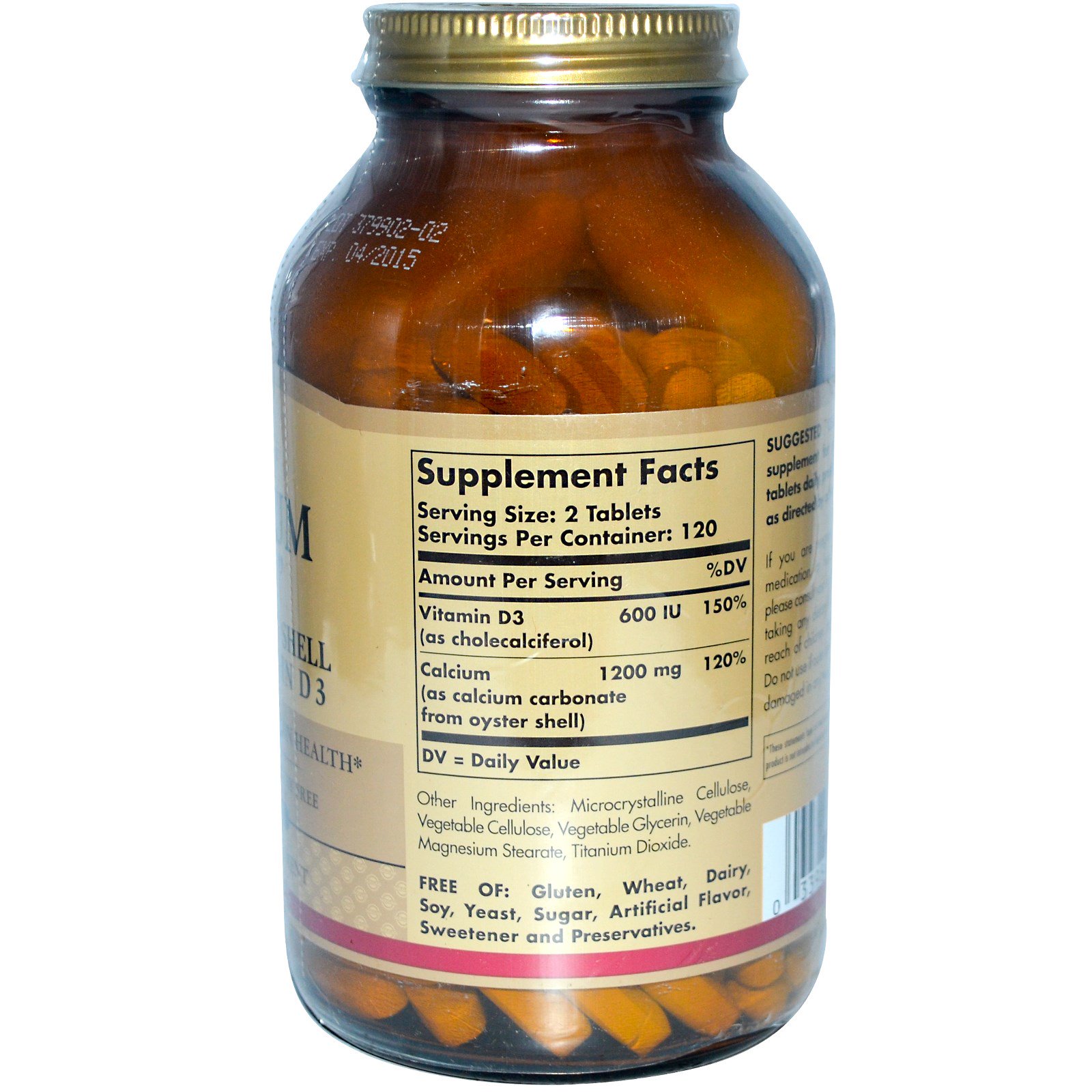 Solgar, Calcium "600", from Oyster Shell with Vitamin D3, 240 Tablets