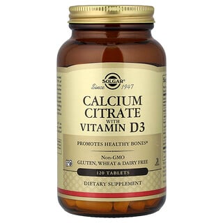 Solgar, Citrát vápenatý s vitamínom D3, 120 tabliet