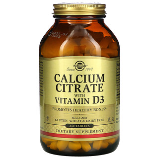 Solgar, Citrato de calcio con vitamina D3, 240 comprimidos