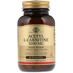 Солгар, Acetyl L-Carnitine, 1,000 mg, 30 Tablets отзывы
