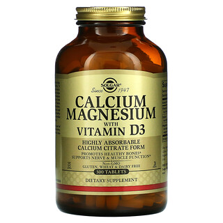 Solgar, Cálcio e Magnésio com Vitamina D3, 300 Comprimidos