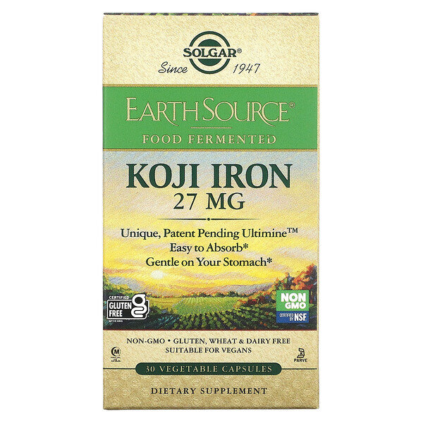 EarthSource Food Fermented, Koji Iron, 27 mg, 30 Vegetable Capsules