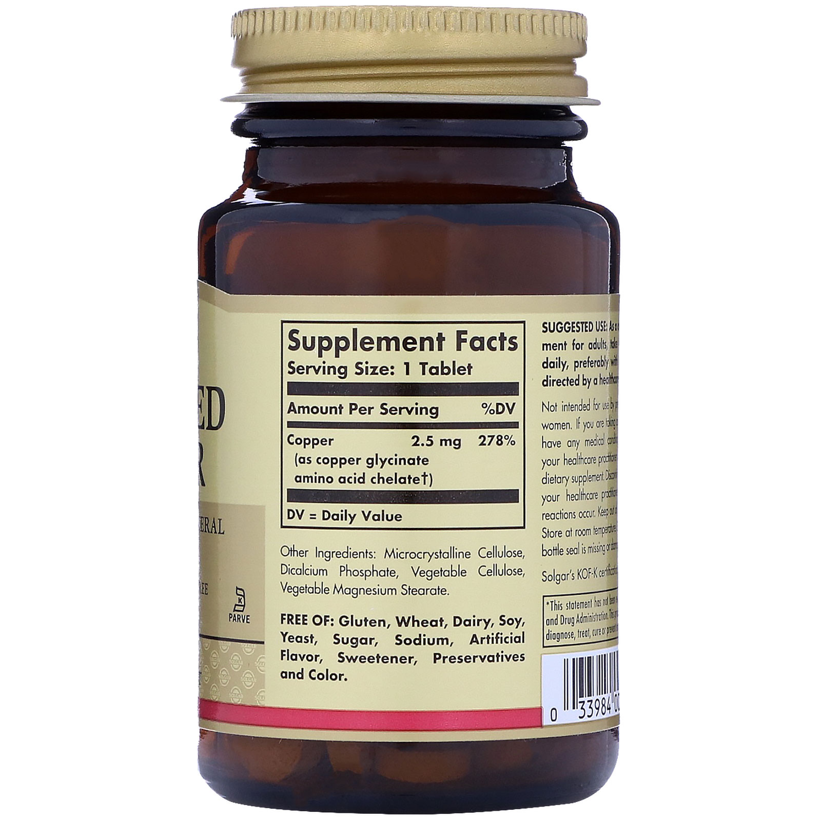 Solgar, Chelated Copper, 100 Tablets - iHerb.com