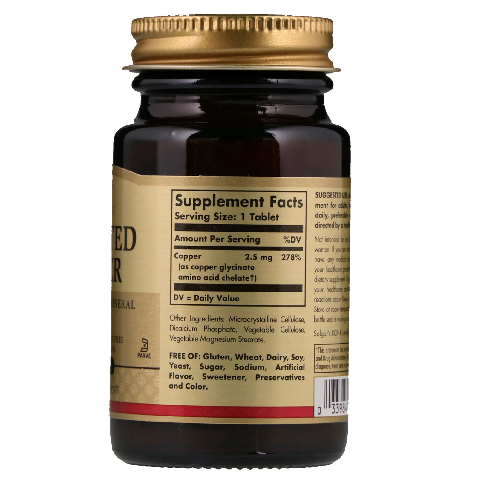 Solgar, Chelated Copper, 100 Tablets - iHerb