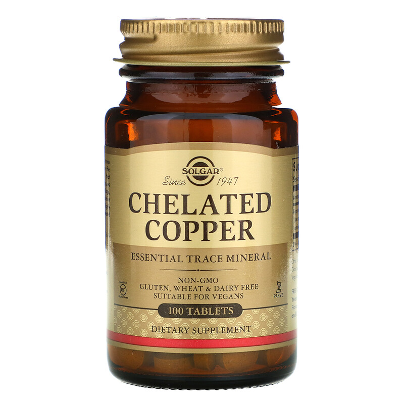 Solgar, Chelated Copper, 100 Tablets iHerb