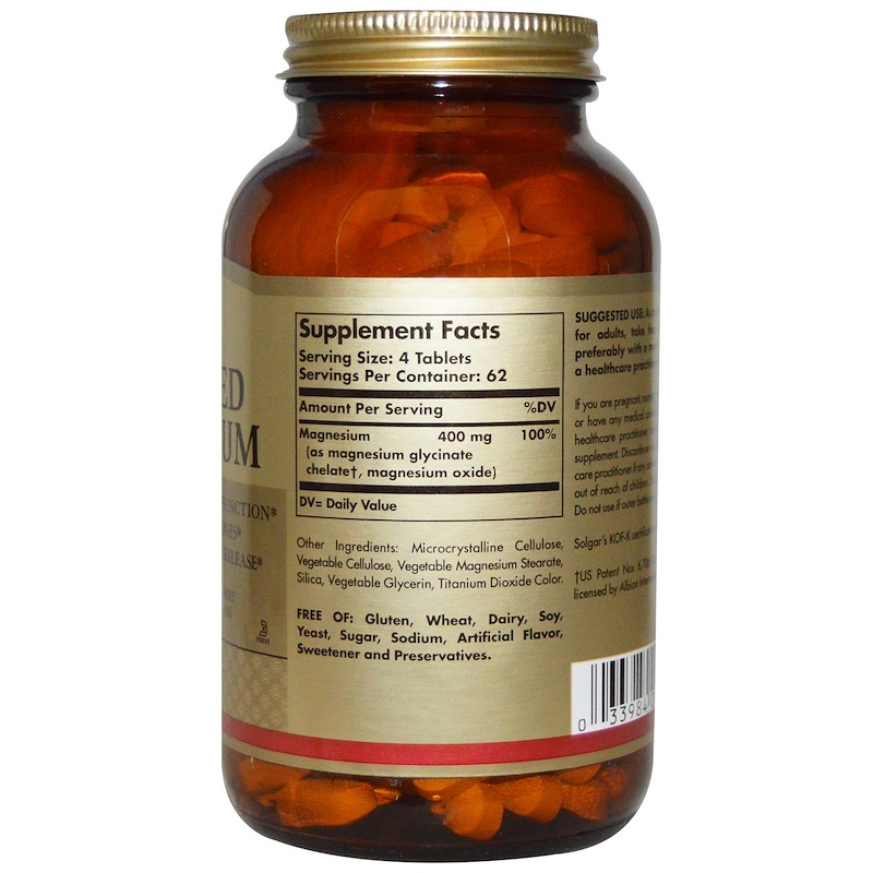 Solgar, Chelated Magnesium, 250 Tablets