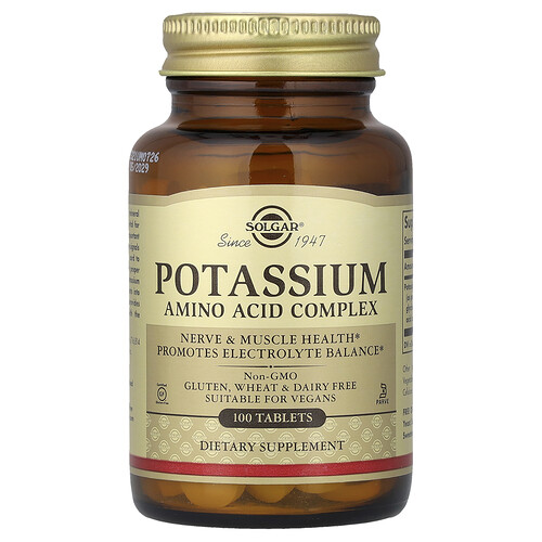 Solgar, Potassium, Amino Acid Complex, Kalium, Aminosäurekomplex, 100 Tabletten (99 mg pro Tablette)