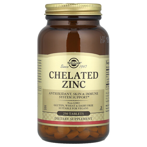 Solgar , Zinc Chélaté, 250 Comprimés (22 Mg Pièce)