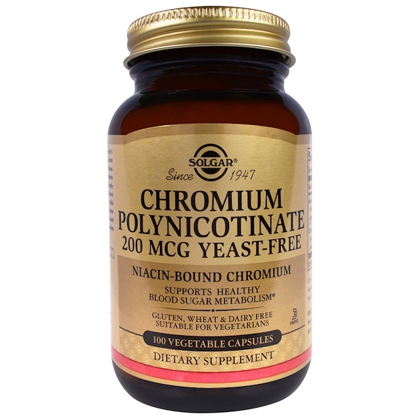 Solgar, Chromium Polynicotinate, 200 mcg, 100 Vegetable Capsules ...