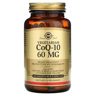 Solgar, CoQ10 vegetariana, 60 mg, 180 cápsulas vegetales
