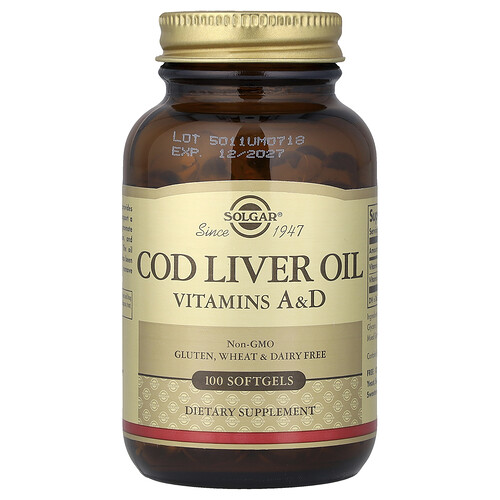 Solgar Cod Liver Oil, Vitamins A & D, 100 Softgels