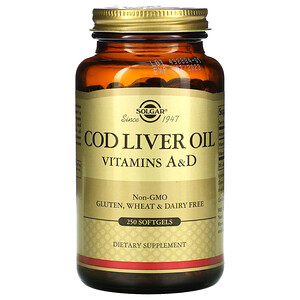 Солгар, Cod Liver Oil, Vitamins A & D, 250 Softgels отзывы покупателей