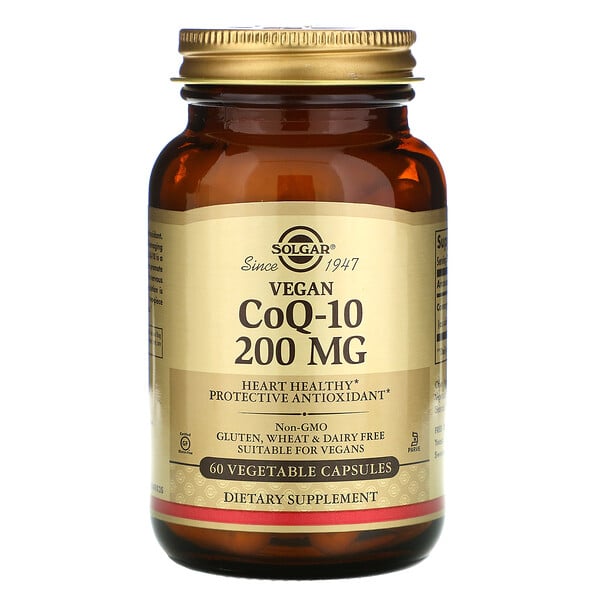 Solgar, Вегетарианский коэнзим Q-10, 200 мг, 60 растительных капсул