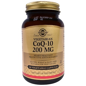 Solgar, Коэнзим Q-10, 200 мг, 60 растительных капсул