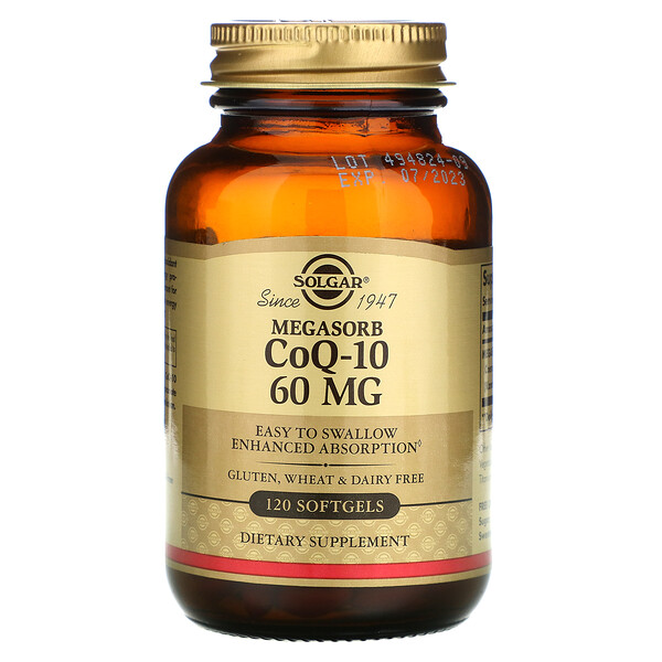 Solgar‏, CoQ-10, Megasorb, מכיל 60 מ"ג, 120 כמוסות רכות