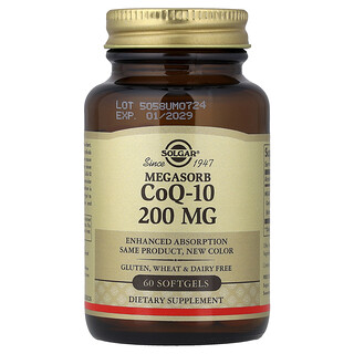 Solgar, Megasorb CoQ-10, 200 mg, 60 меки капсули