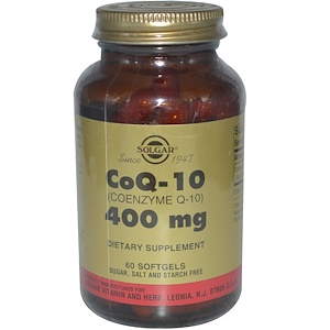 Solgar, Коэнзим Q-10, 400 мг, 60 гелевых капсул