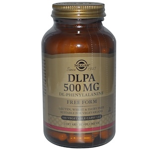 Solgar, DLPA, свободная форма, 500 мг, 100 вегетарианских капсул