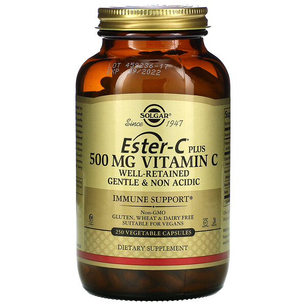 Solgar, Ester-C Plus, Vitamin C, 500 mg, 250 pflanzliche Kapseln