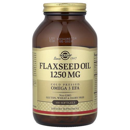 Solgar, Flaxseed Oil, 1,250 mg, 100 Softgels
