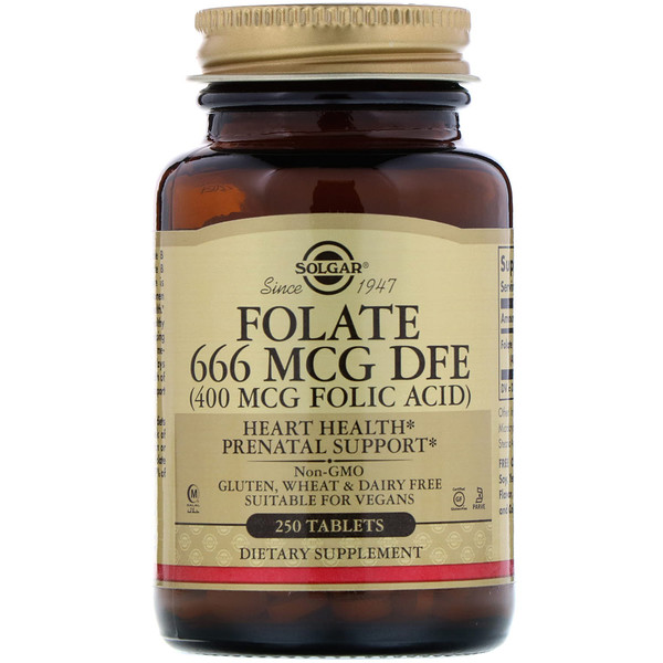 Solgar, Folic Acid, 400 mcg, 250 Tablets