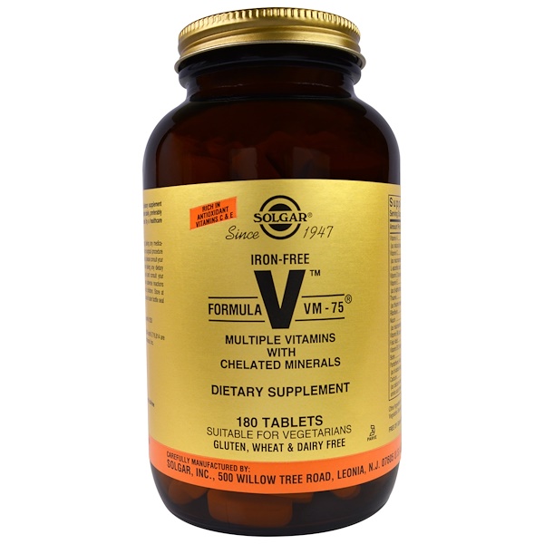 Solgar, Formula V, VM-75, Multiple Vitamins with Chelated Minerals ...