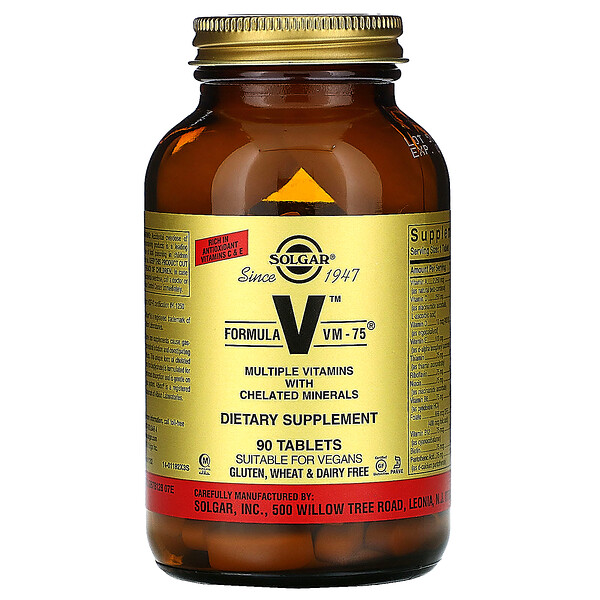 Solgar, Formula V, VM-75, Multiple Vitamins with Chelated Minerals, 90 Tablets